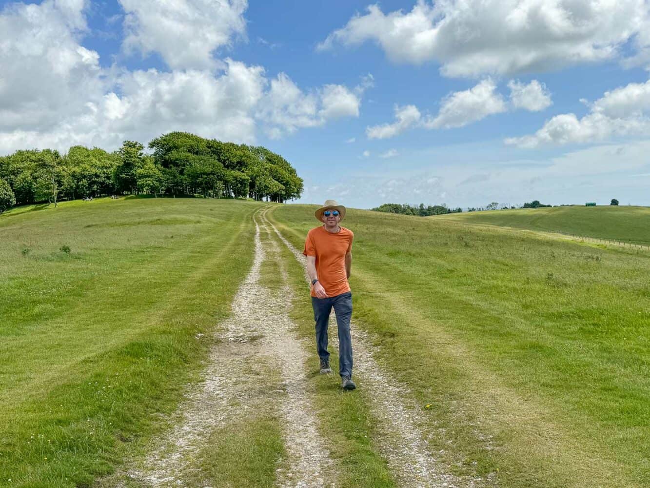 Simon hiking in Bluffworks Envoy Pants in England