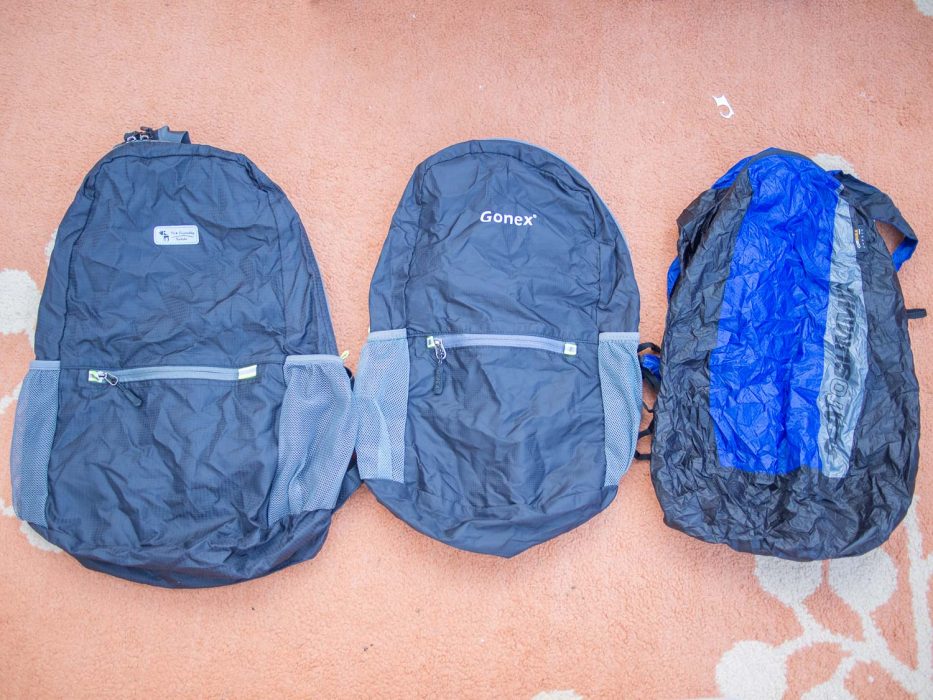A comparison of the best packable daypacks including The Friendly Swede, Gonex and Sea to Summit