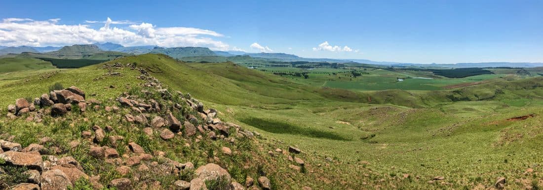 The view while horse riding with Khotso in Underberg in the Drakensberg Mountains