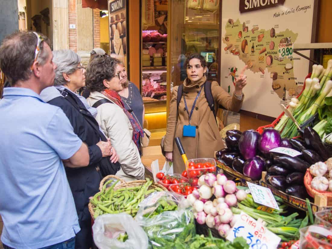 The Quadrilatero market area of Bologna on the Taste Bologna Classic tour