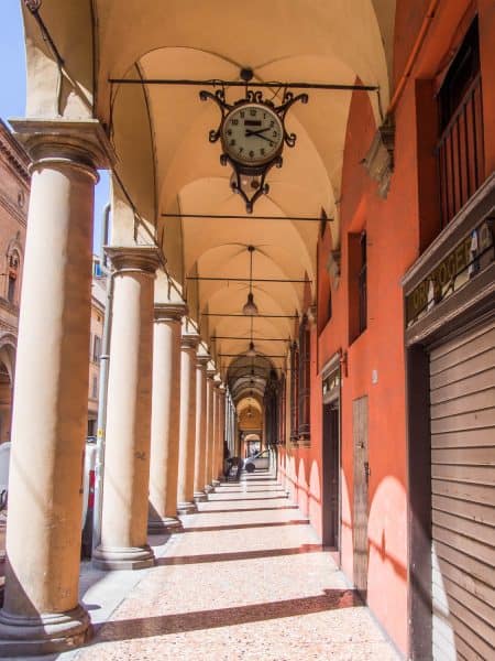 One of the many porticos in Bologna, Italy