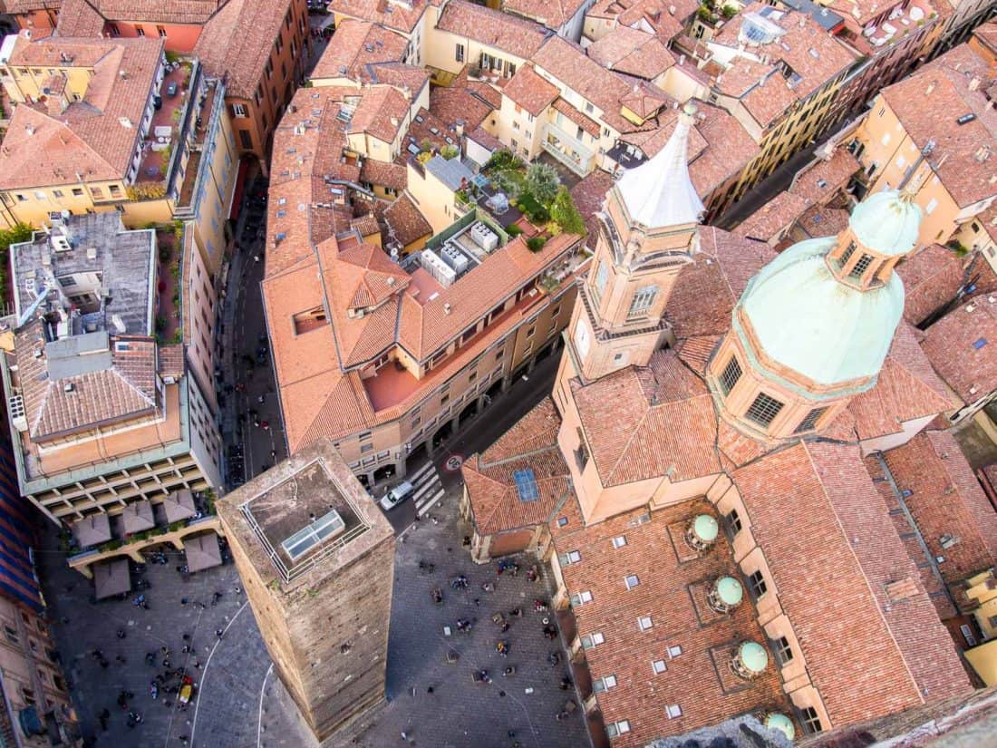 The view from Asinelli Tower, one of the top Bologna attractions, Italy