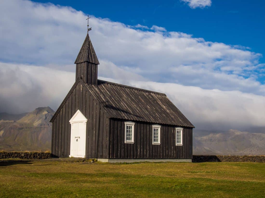Búðakirkja is a little black wooden church in the hamlet Búðir in Snaefellsness Iceland