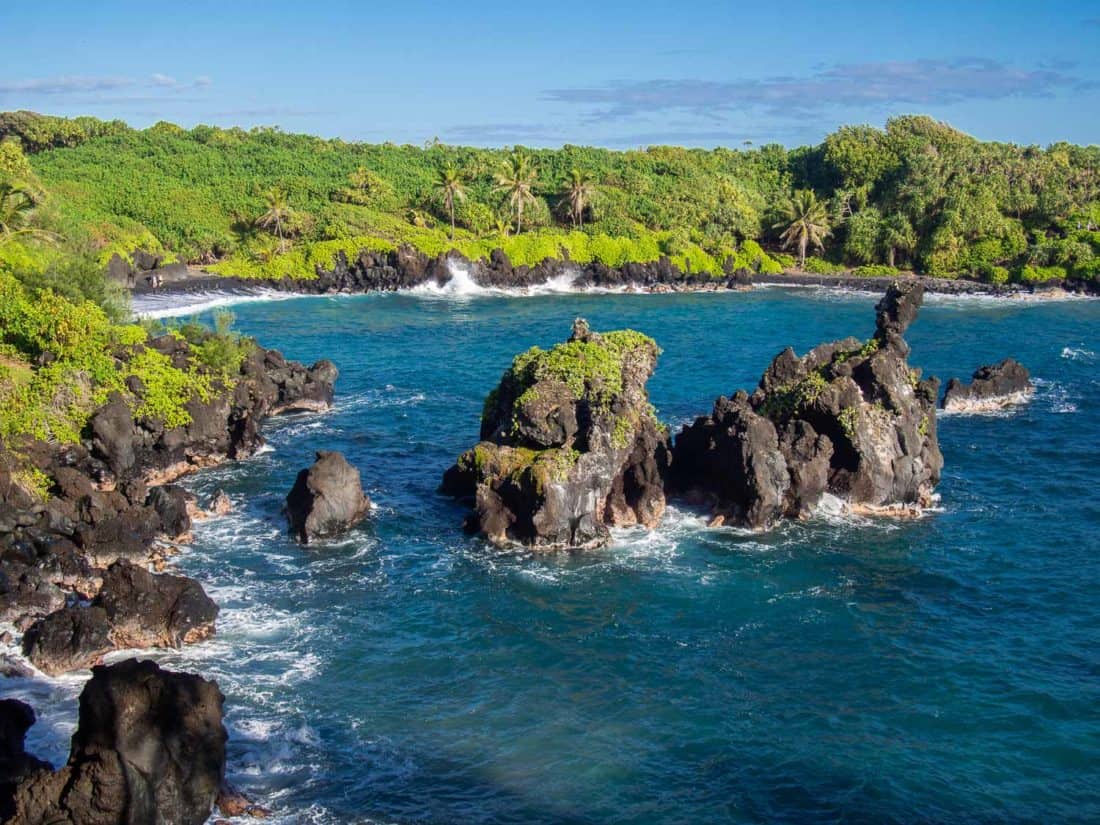 Sea stacks at Wai‘anapanapa State Park near Hana in Maui