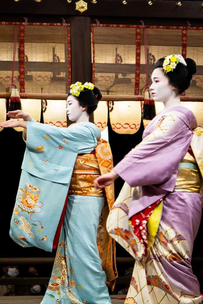 Geisha dance during the Hanatouro festival at Yasaka Shrine in Gion.