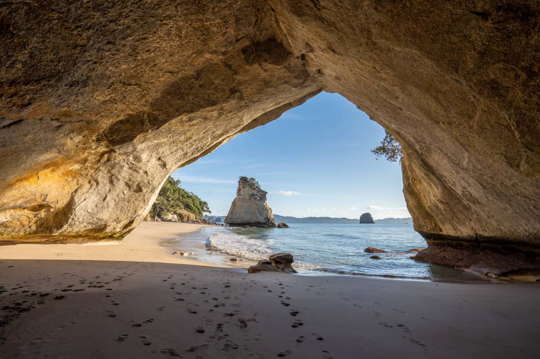 Cathedral Cove in the Coromandel is a top spot on a North Island New Zealand itinerary