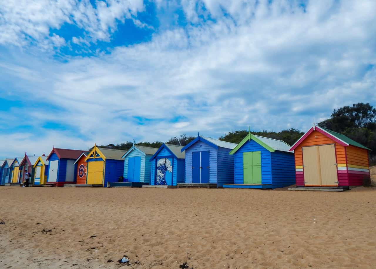 Colourful Brighton Beach Bathing Boxes on an easy day trip from Melbourne, Australia