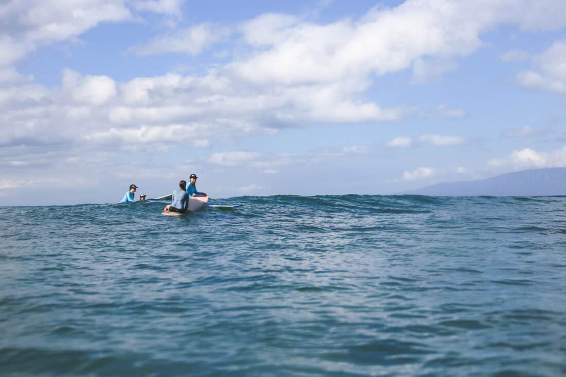 A surf lesson in Kihei, Maui, Hawaii, USA