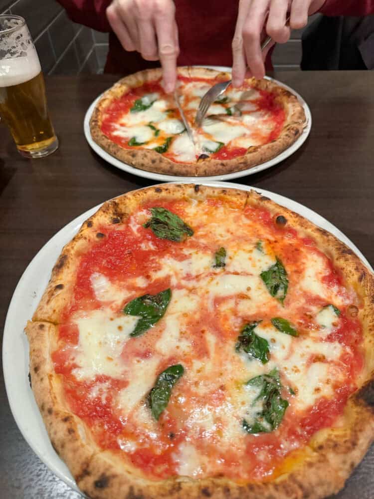 Margherita pizzas at Pizzeria Yuki in Kyoto