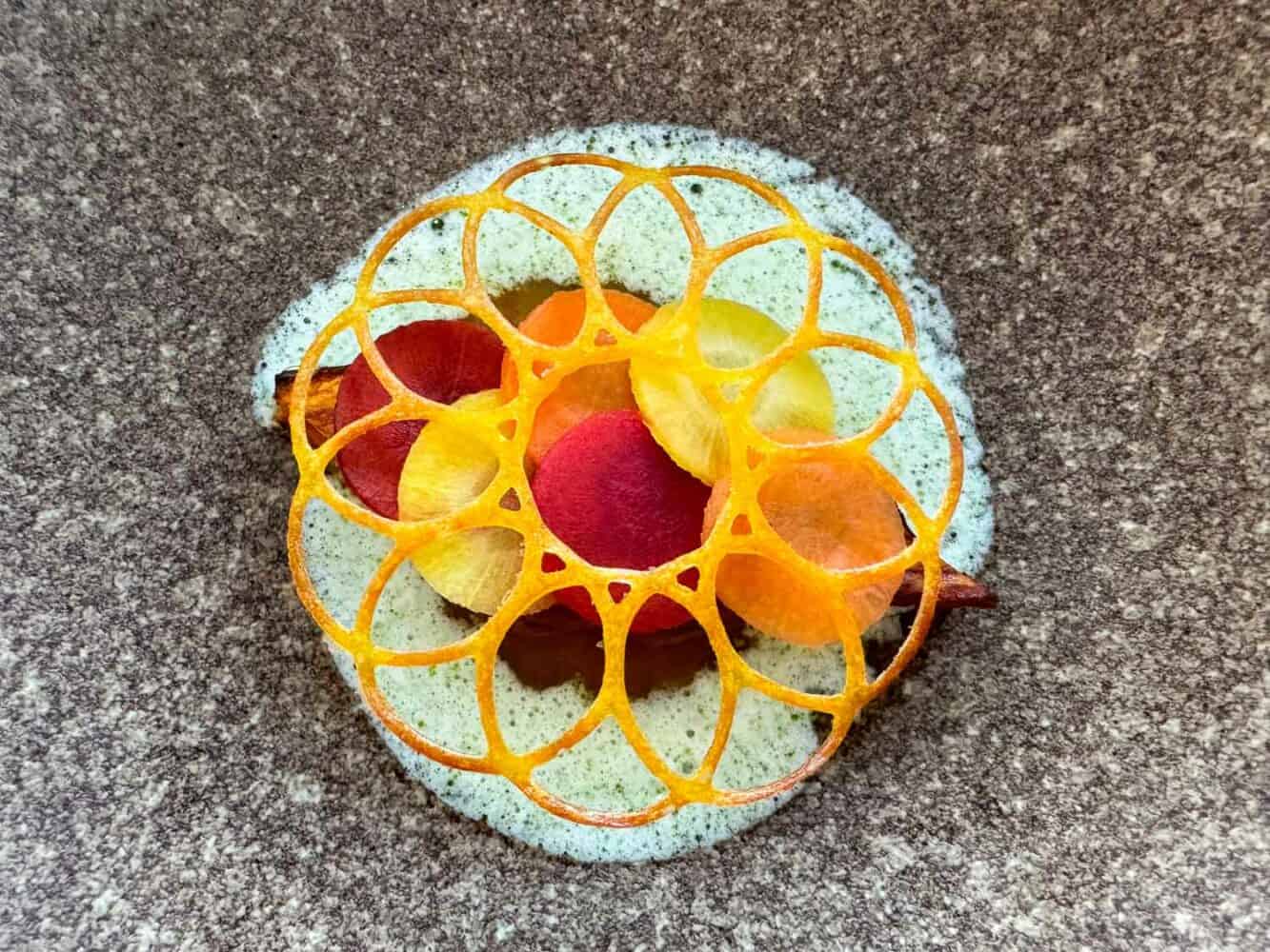 Beautiful carrot dish at Tern fine dining restaurant in Worthing, England