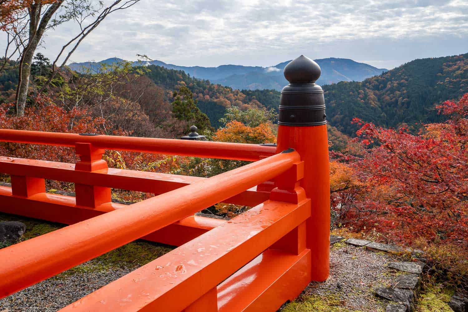 Mountain views in autumn from Kurama Temple, near Kyoto, Japan