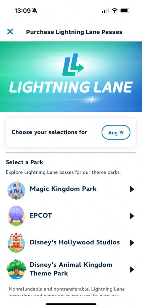 Using the My Disney Experience app to book Lightning Lane Multi Pass for Walt Disney World