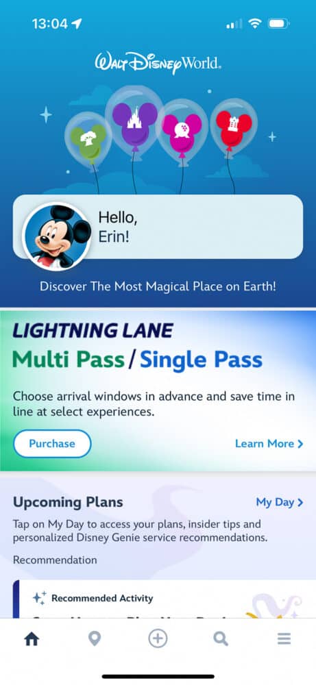 My Disney Experience app for Walt Disney World