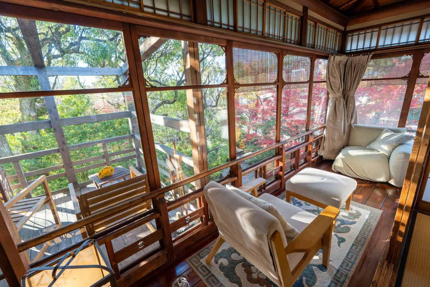 Balcony in a suite at Ryokan Yachiyo, Kyoto, Japan