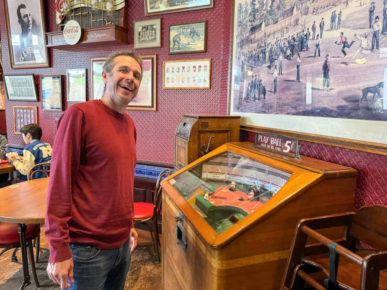 Simon at the baseball game at Casey's Corner in Disneyland Park, Paris