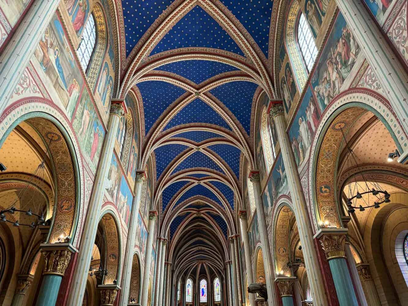 Colourful murals in Saint Germain des Pres Church in Paris