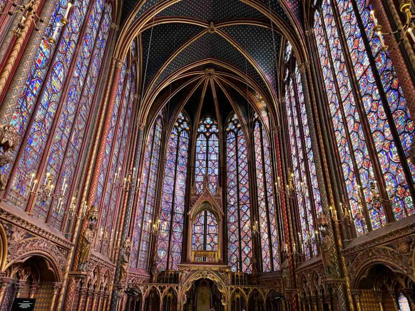 Stained glass windows in Sainte Chapelle Church, Paris