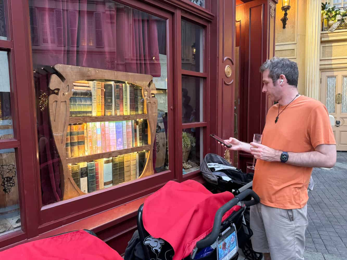 Simon playing Ducktales World Showcase Adventure at Le Vins de France in France pavilion at Epcot