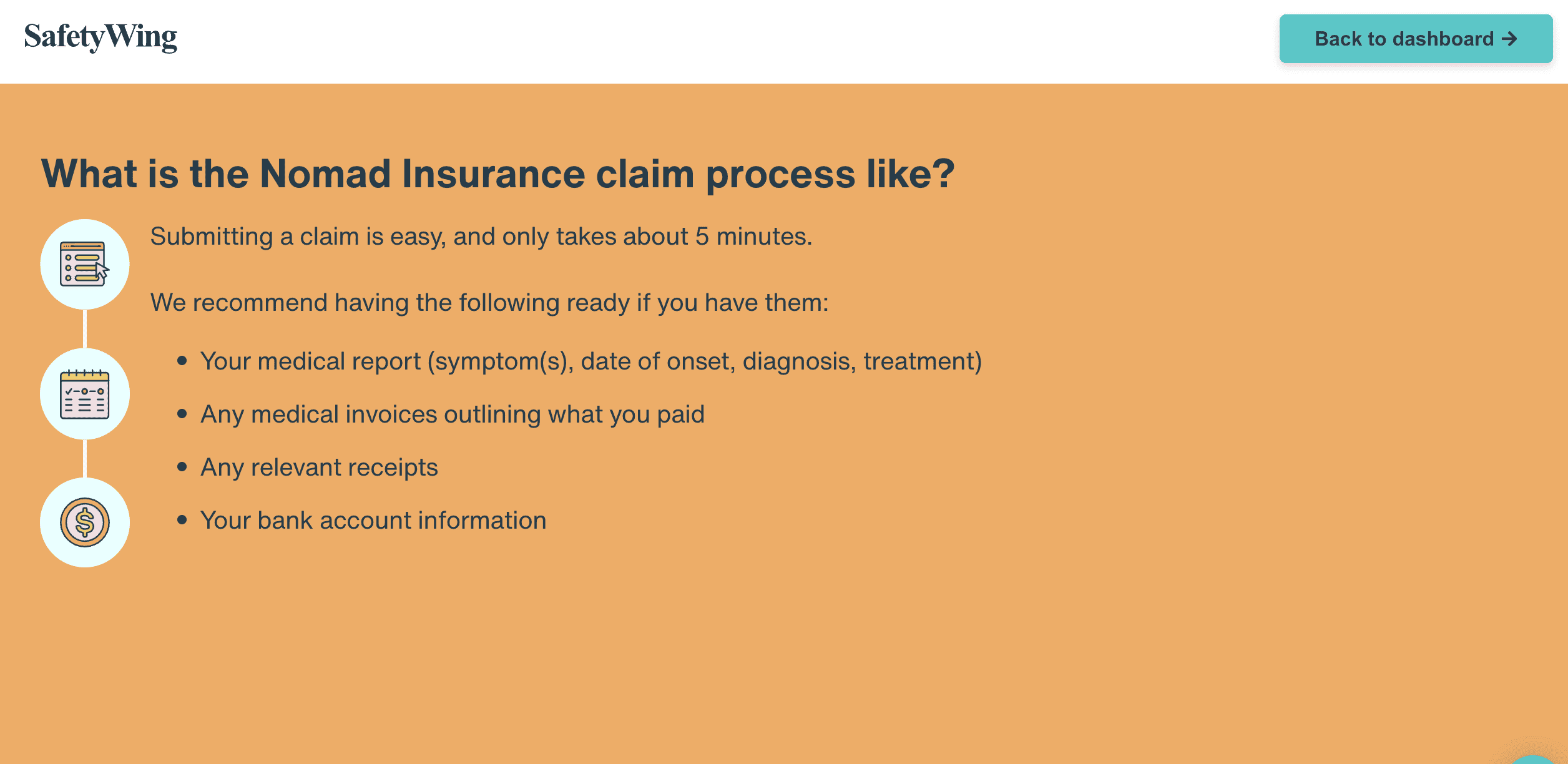 SafetyWing Insurance Claim screenshot