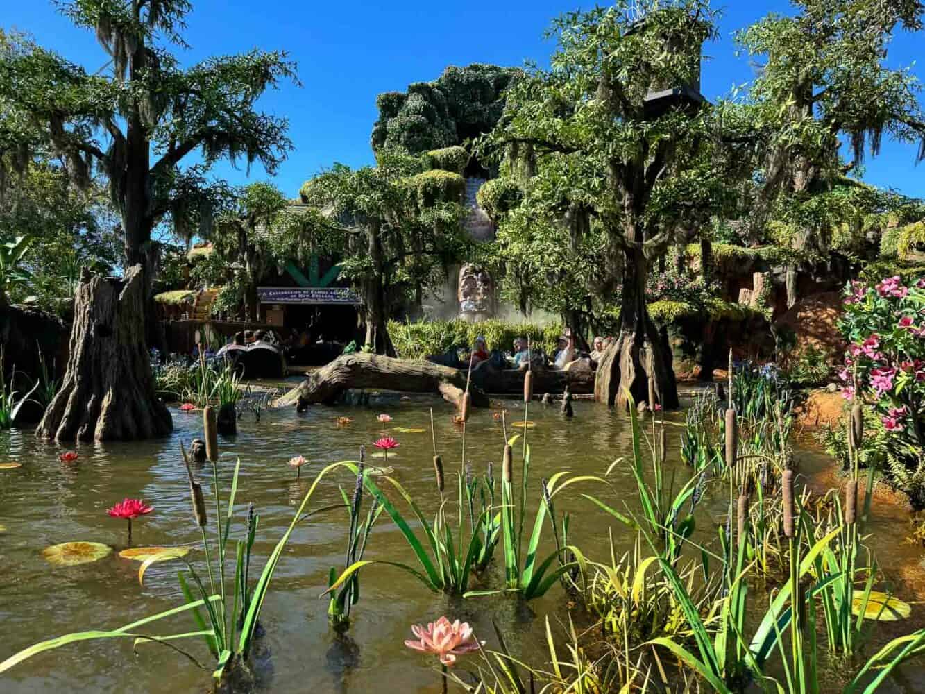 Watery scenes on Tiana's Bayou Adventure in Magic Kingdom