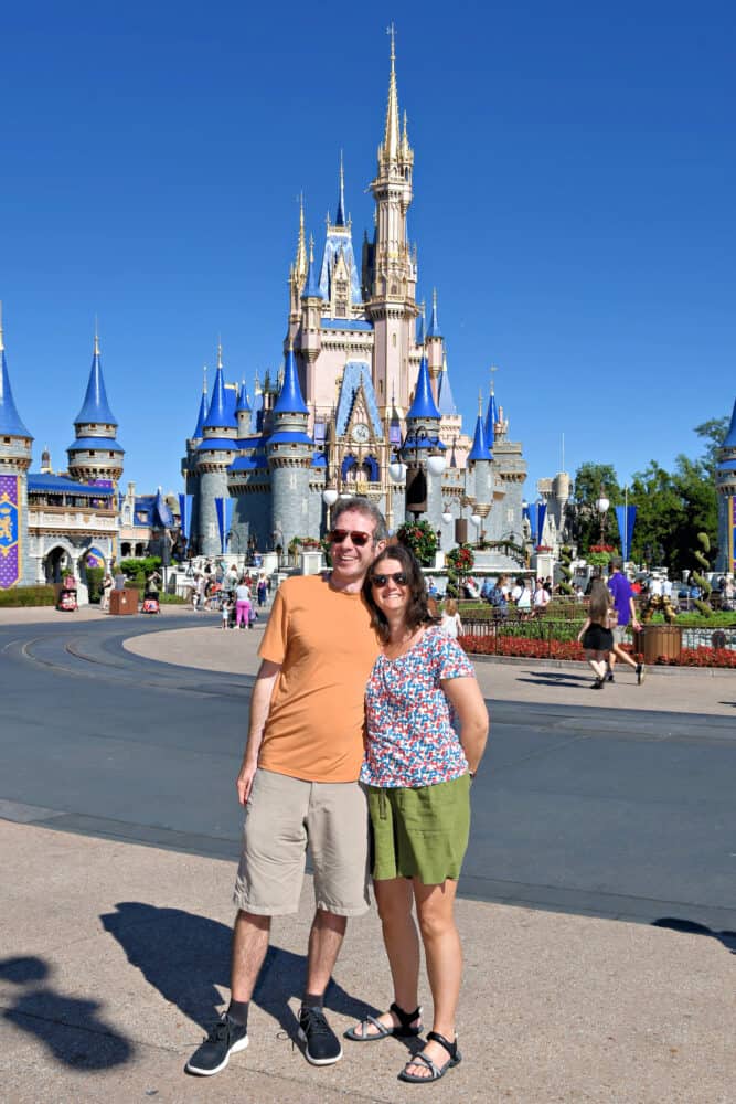 Simon and Erin at Magic Kingdom Castle in Disney World