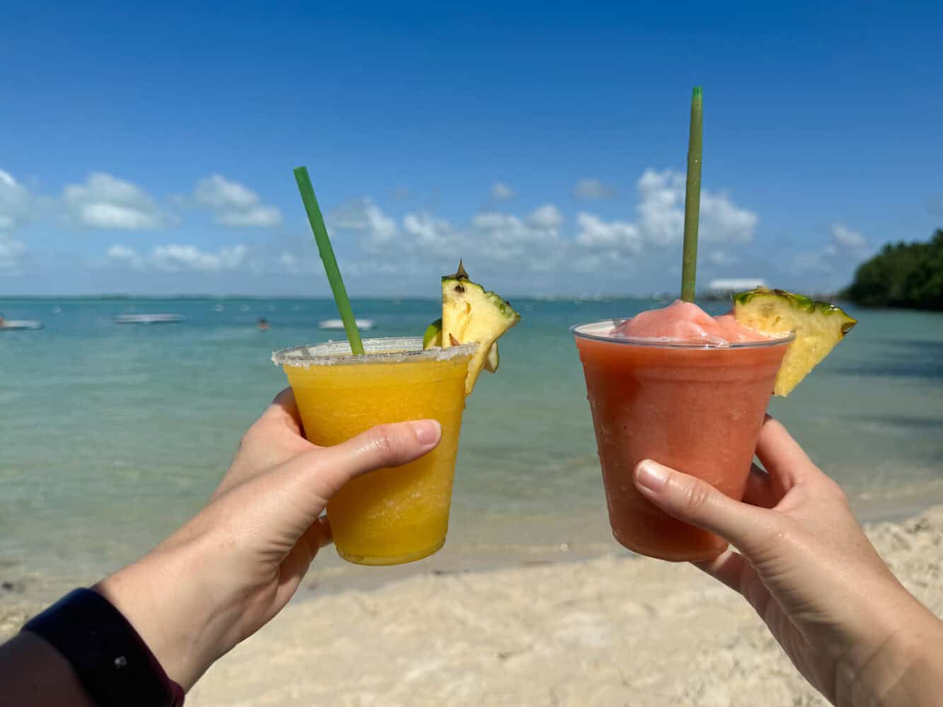 Cocktails on Coconut Beach at Baker's Cay Key Largo resort in Florida