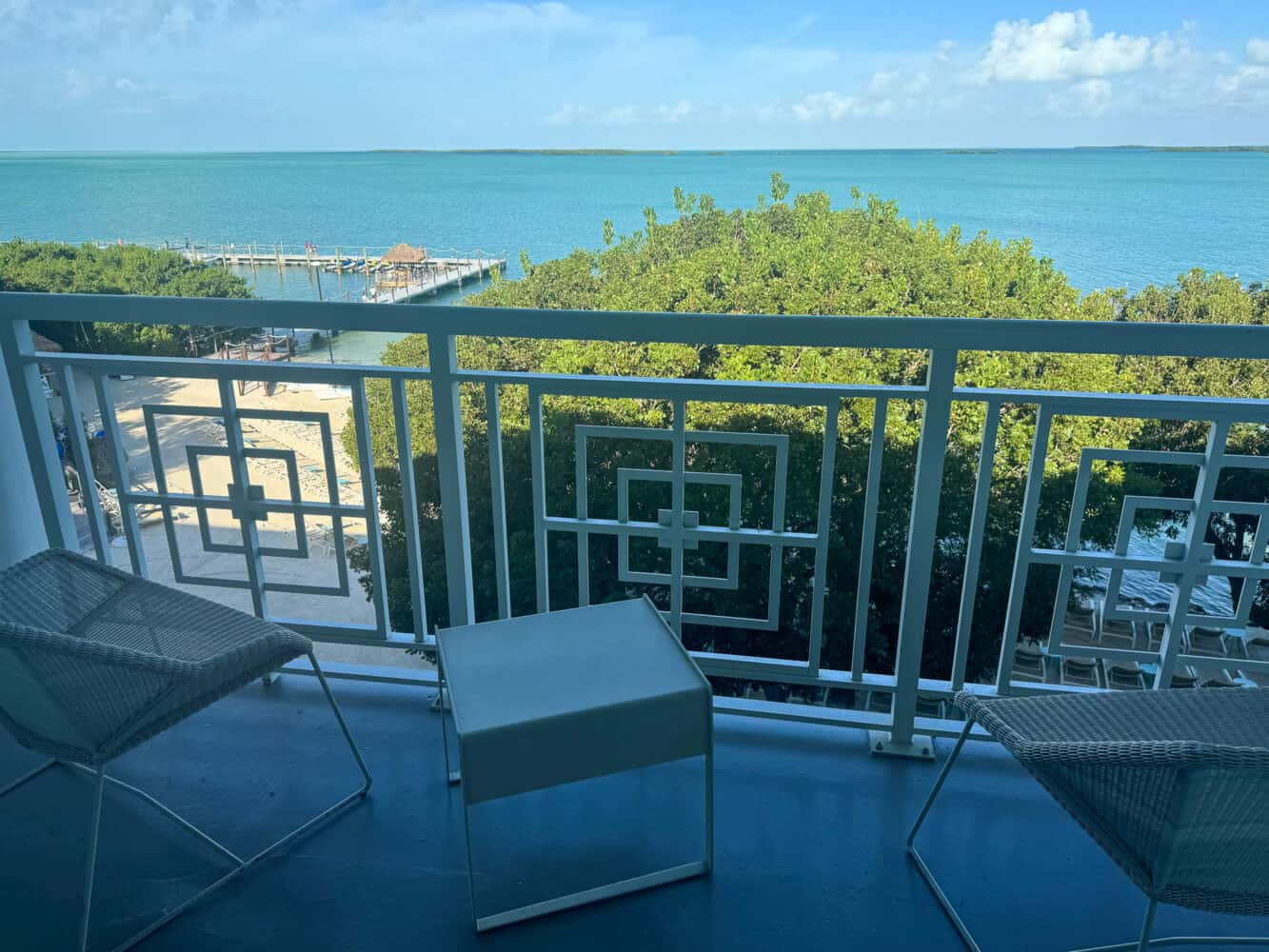 Balcony of the King waterfront Coconut Wing room at Baker's Cay Key Largo resort