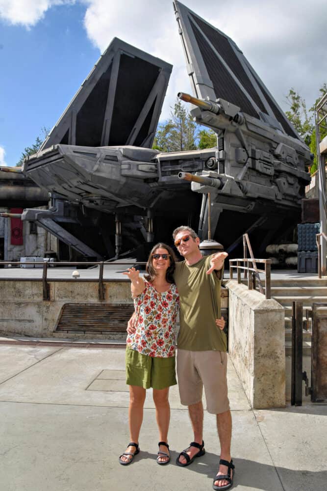 Erin and Simon in Galaxy's Edge, Hollywood Studios, Disney World, Orlando