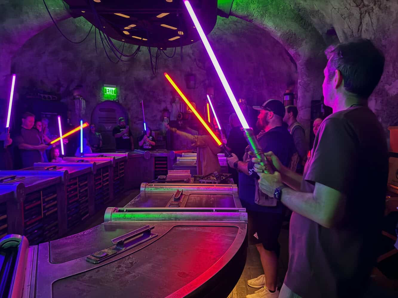 Designing a lightsaber in Savi Workshop, Hollywood Studios, Disney World, Orlando