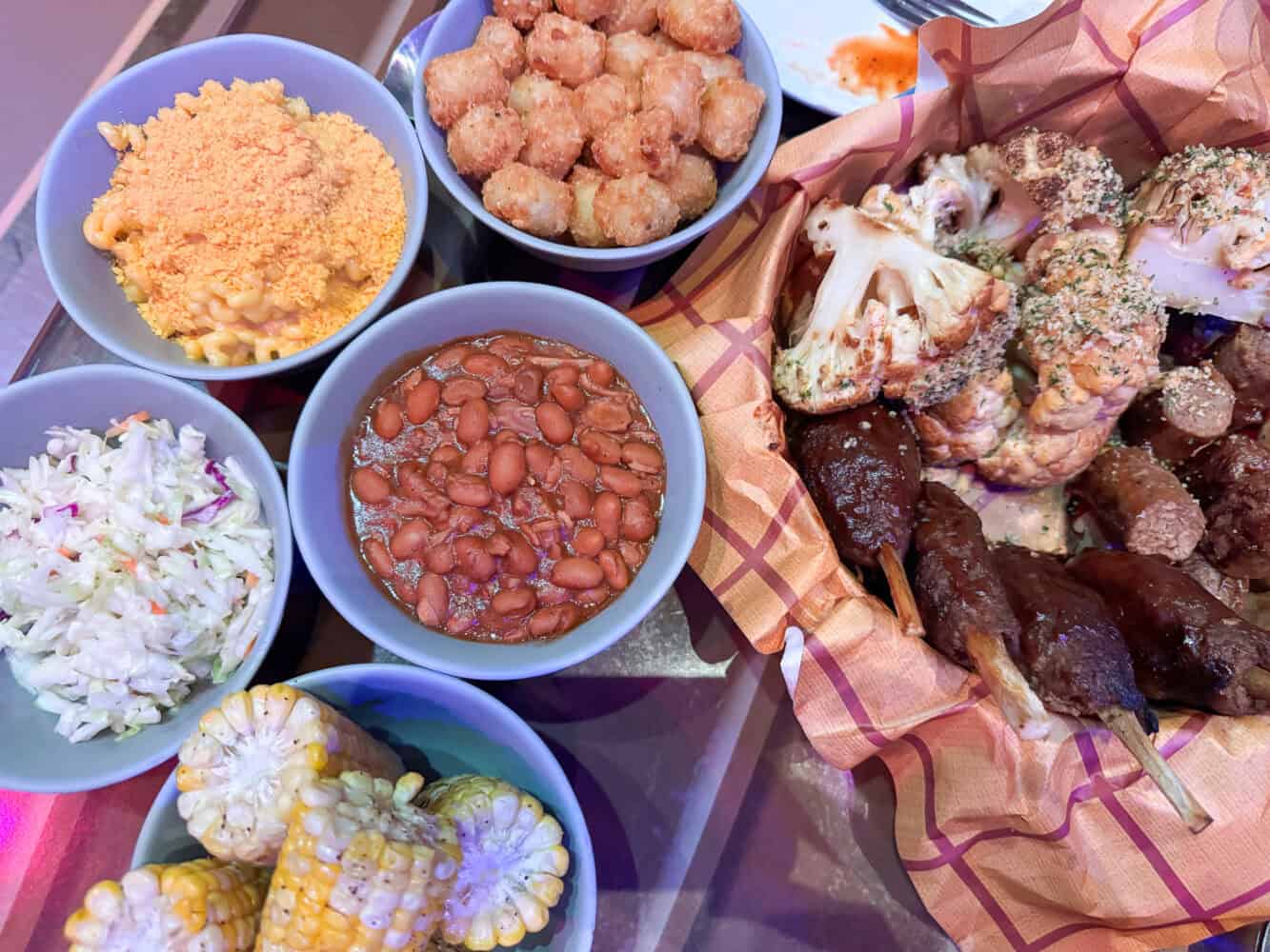 Vegetarian dishes at Roundup Rodeo BBQ, Magic Kingdom, Disney World, Orlando 