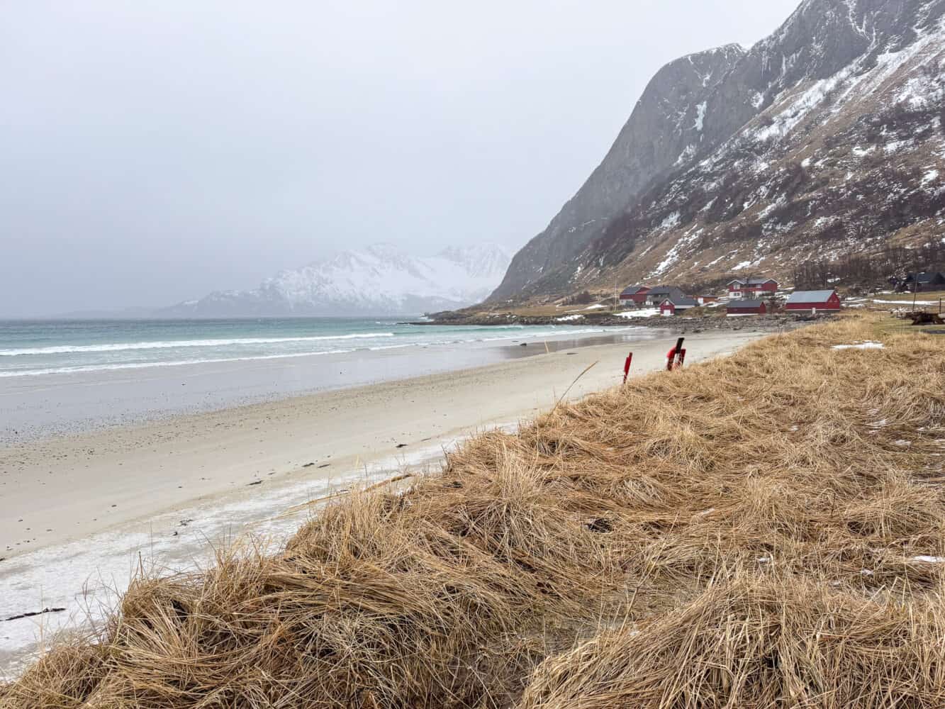 Grotfjord beach in winter, Kvaloya, Norway