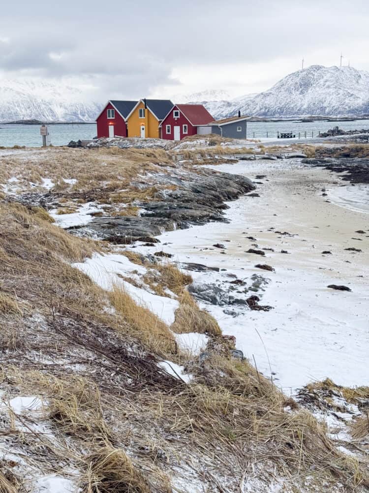 Colourful houses in Hillesoya, Sommaroy, Norway