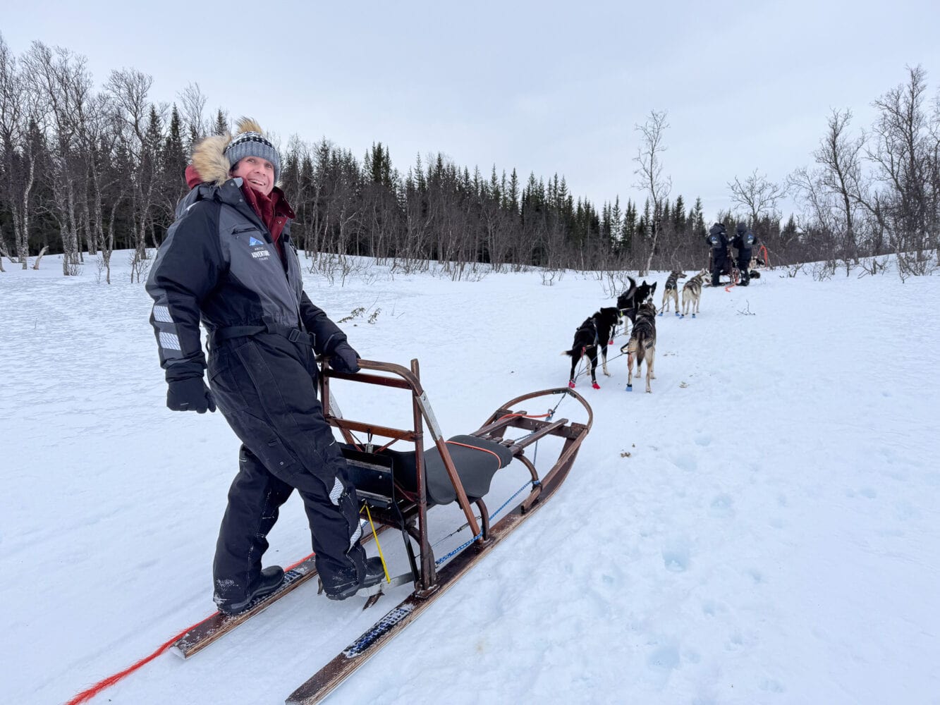 Simon husky dog sledding in Tromso, Norway