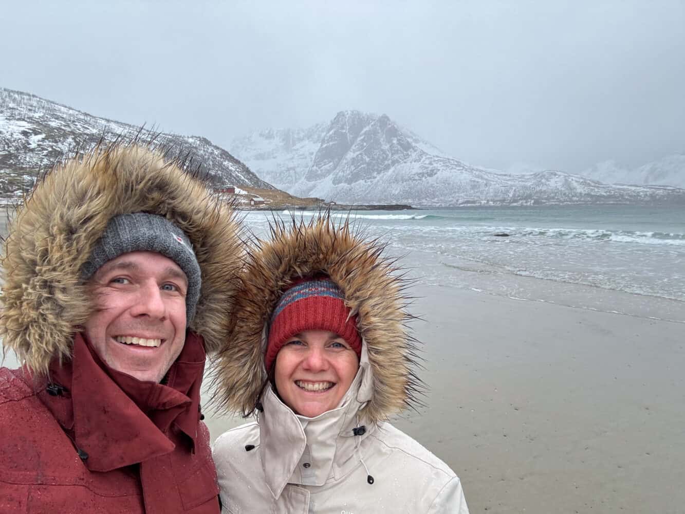 Simon and Erin at Grotfjord beach, Kyaloya, Norway