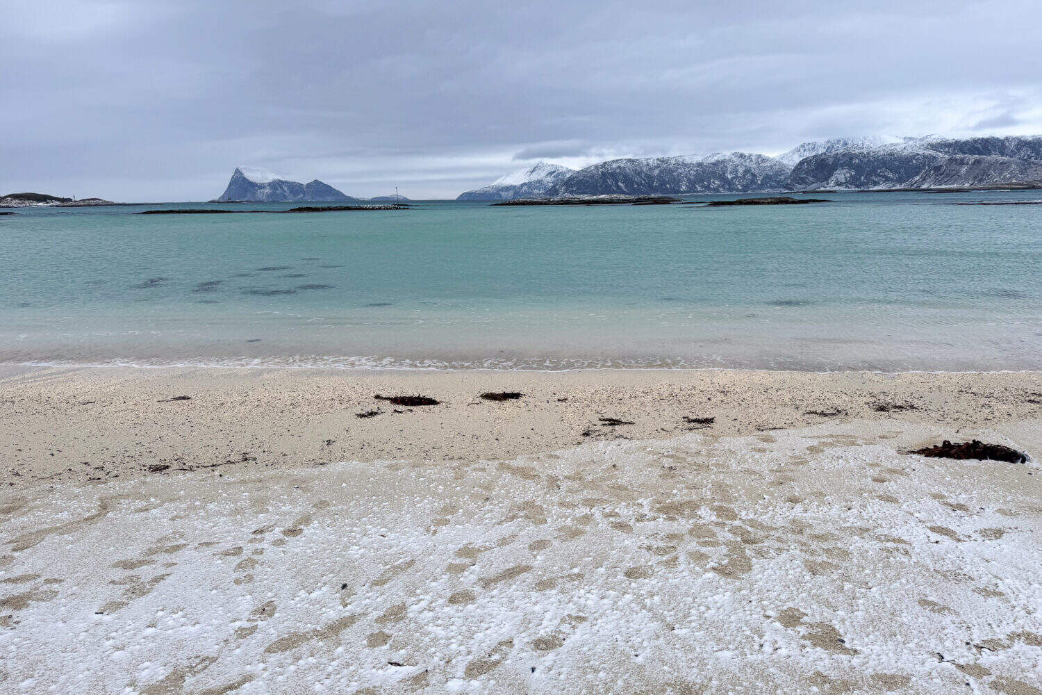 Reina beach in winter on Sommaroy, Norway