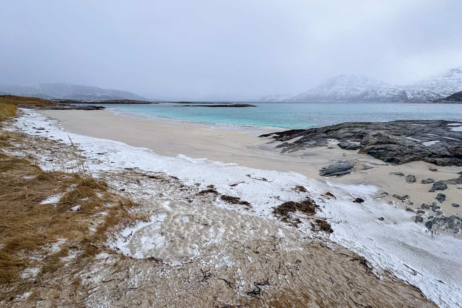 Beach along the coastal path at Steinsvika, Sommaroy, Norway