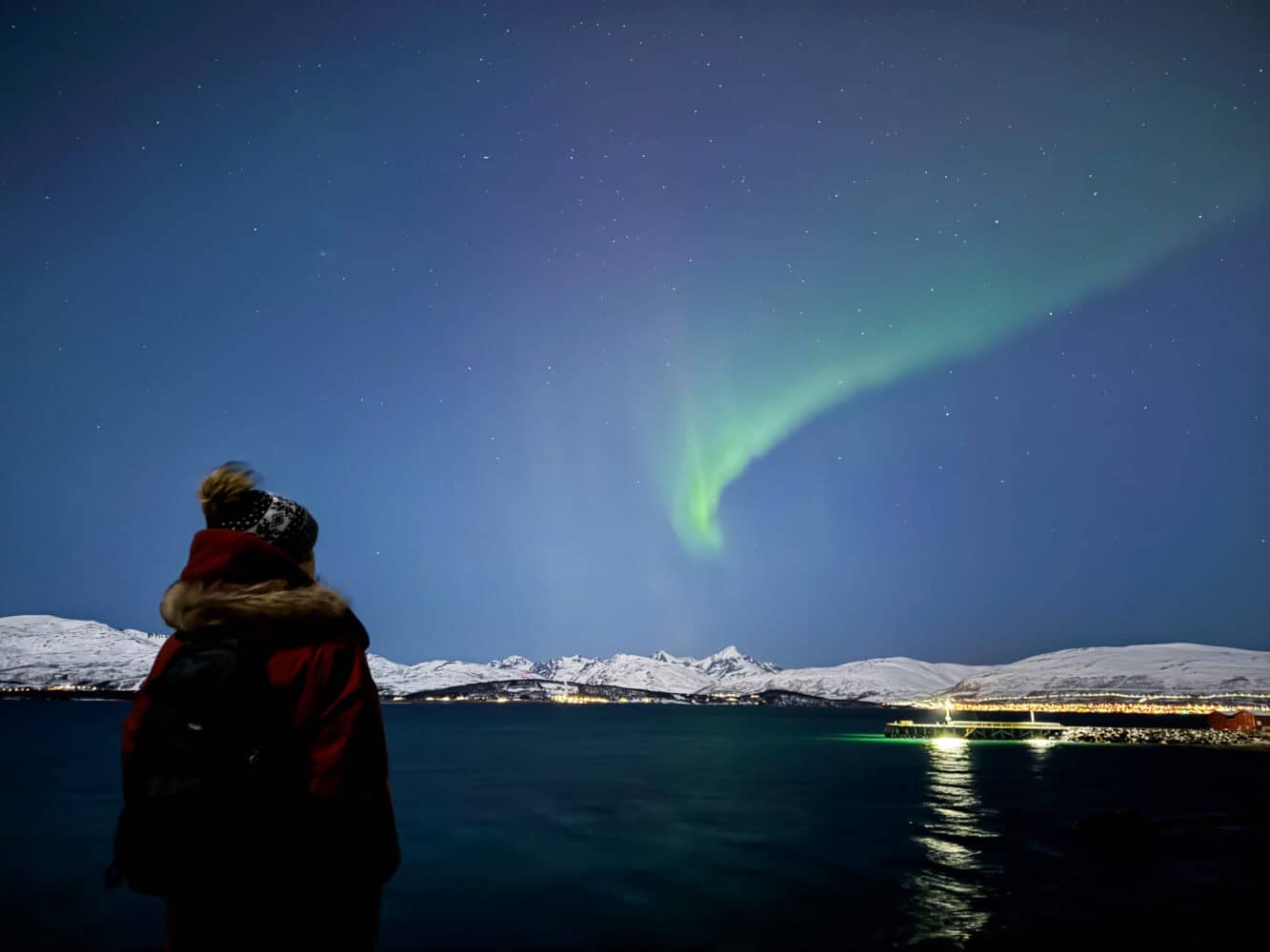 Northern lights at Telegraph Bay in Tromso in February